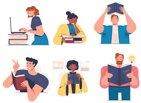 Person Learning Animation Learning People Set Stock Illustration - Download Image Now - Abstract ...
