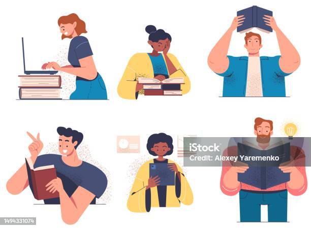 Learning People Set Stock Illustration - Download Image Now - Abstract ...