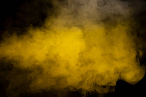 istock Yellow steam on a black background. 1494331075