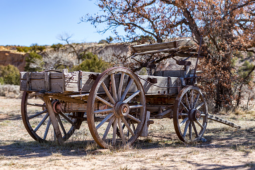 Old horse carriage in a ghost town ranch in New Mexico