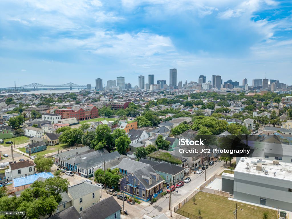 New Orleans Drone Shot Drone shot of Downtown New Orleans New Orleans Stock Photo