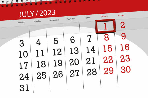 istock Calendar 2023, deadline, day, month, page, organizer, date, July, saturday, number 1 1494333701