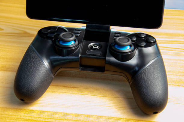 istock front view of joystick placed on wooden floor 1494337657