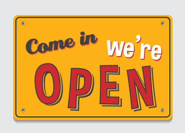 Come in We are open. Vintage Store Sign. vector art illustration