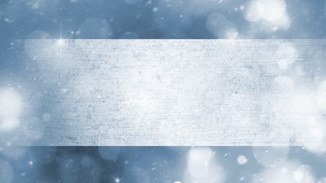 Blank white textured banner with realistic snowfall.