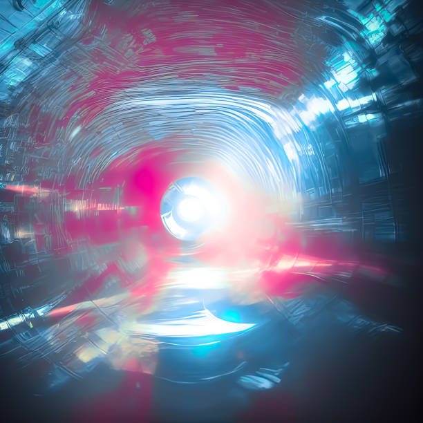 istock Neon retro wave sphere in muted colors. Alien space station or space warp. Abstract, easily blurred background in the style of retro futurism on the theme of high technology and scientific progress. 1494345513