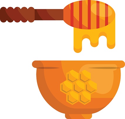 honey drizzler with bowl concept, viscous liquid and container vector color icon design, Bakery and Baked Goods symbol, Culinary and Kitchen Education sign, Recipe development stock illustration