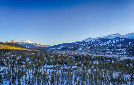 beautiful sunset over breckenridge colorado ski resort town