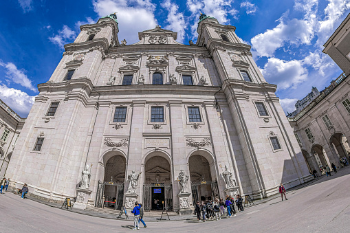 The Main facade of the Church of St Charles Borromeo in Vienna, Austria
