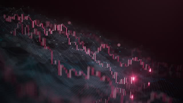 Emerging Financial Data - Stock Market, Recession, Bear Market - Loopable Background Animation - Black Version