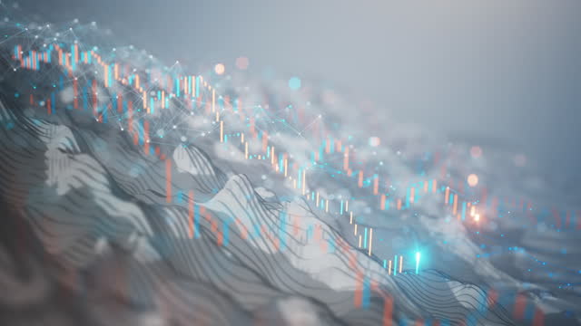 Emerging Financial Data - Stock Market, Recession, Bear Market - Loopable Background Animation - Bright Version