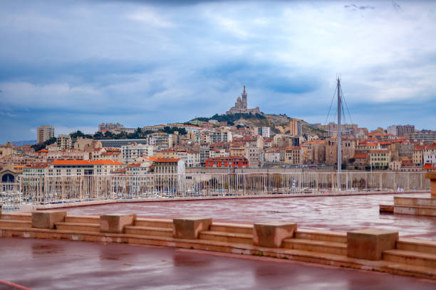 Panoramic view of the marina at Marseille, France