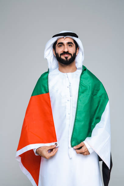 istock Handsome arab middle-eastern man with traditional kandora portrait in studio 1494355553