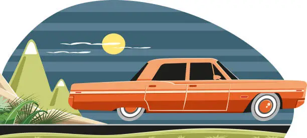 Vector illustration of AMERICAN CAR