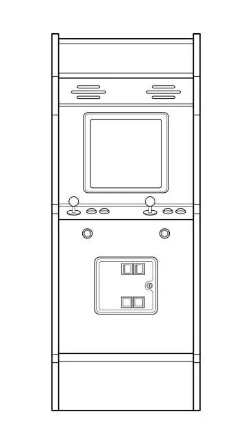 Vector illustration of Arcade Cabinet or Arcade Machine in Outline Style, Front View