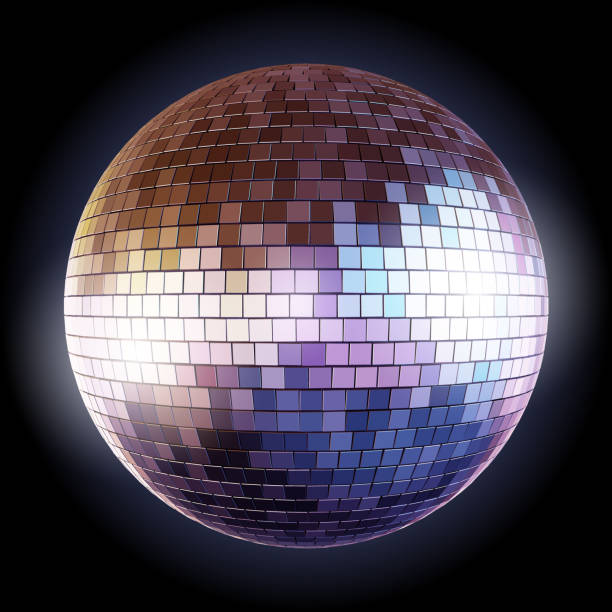 Disco Ball Isolated on Dark Background vector art illustration