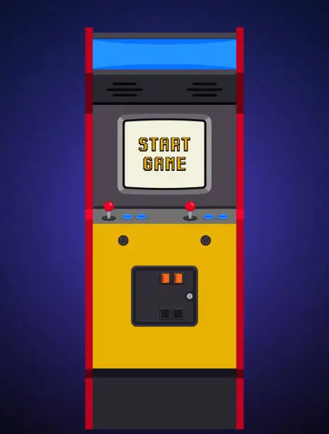 Vector illustration of Arcade Cabinet or Arcade Machine in Flat Style, Front View