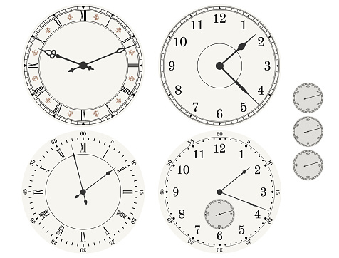 Round Vintage Dials of Clocks and Small Stopwatch Faces for Them