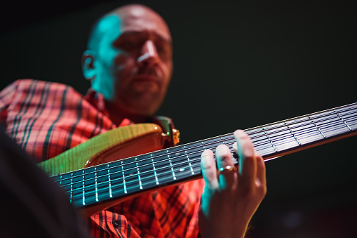 Musicians on stage performing