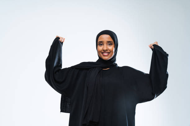 istock Beautiful arab middle-eastern woman with traditional abaya in studio 1494367771