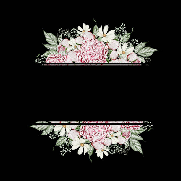 istock Watercolor card with roses flowers and chamomile,leaves. 1494368506