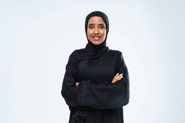istock Beautiful arab middle-eastern woman with traditional abaya in studio 1494371701