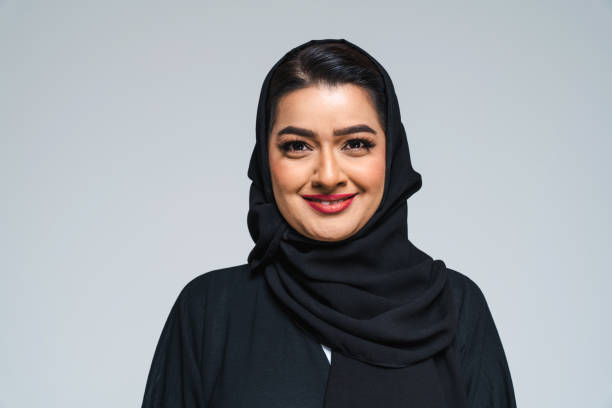 istock Beautiful arab middle-eastern woman with traditional abaya in studio 1494375095