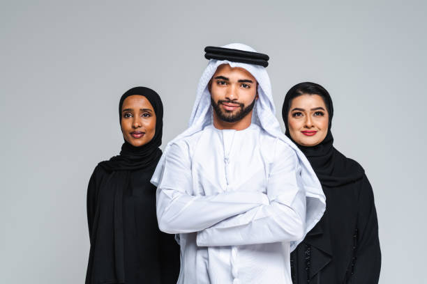 istock Beautiful arab middle-eastern woman with traditional abaya in studio 1494376026
