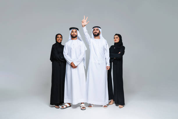 istock Beautiful arab middle-eastern woman with traditional abaya in studio 1494376669