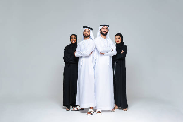 Beautiful arab middle-eastern woman with traditional abaya in studio