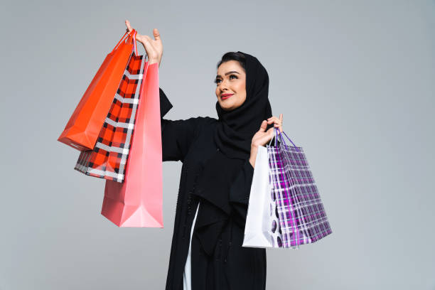 istock Beautiful arab middle-eastern woman with traditional abaya in studio 1494377106