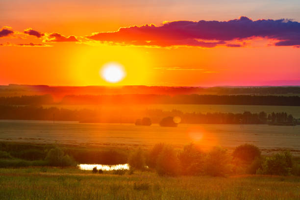 istock Red sunset in a countryside 1494377191