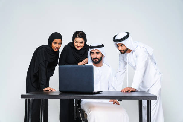 istock Group of arab business people working together in the office 1494380077