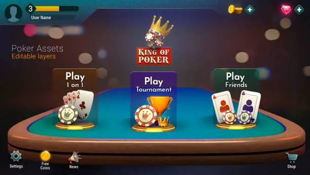 Vector illustration of Poker Cassino main screen game