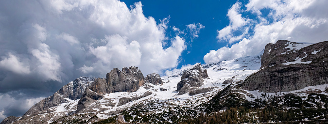 Landscape of Mount Marmolada in the Dolomites