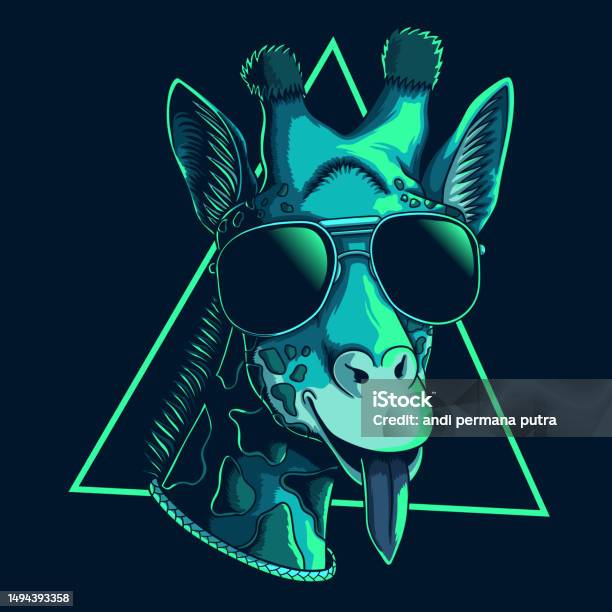 Hacker Giraffe Giraffe Head Smile Cyberpunk Style Vector Illustration Stock ...