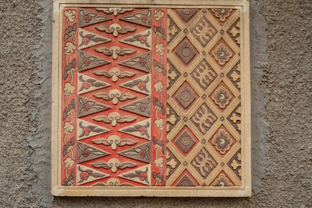 istock Texture and surface of batik carving on wall at Semarang. 1494401367
