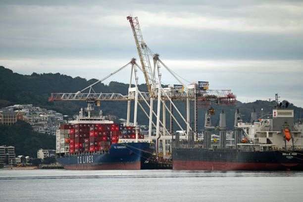 ts qingdao being unloaded - containerisation imagens e fotografias de stock