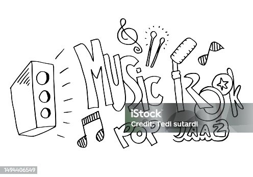 istock Music Background Hand drawn music set illustration. illustrations of music images, design concept. 1494406549