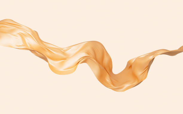 Gold silk fabric, gold cloth material flying in the wind , 3d rendering. Gold silk fabric, gold cloth material flying in the wind , 3d rendering. Digital drawing. ribbon flow stock pictures, royalty-free photos & images
