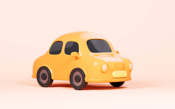 istock Cartoon car with yellow background, model car, 3d rendering. 1494412487