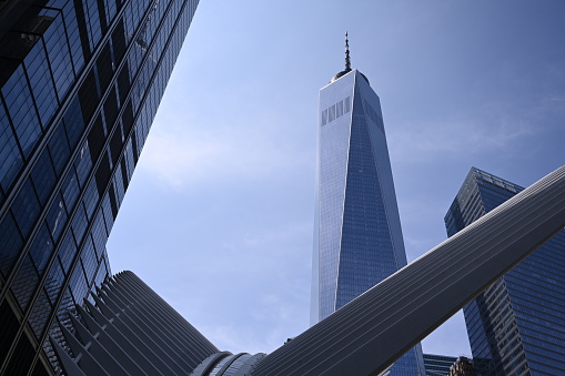 Manhattan, NEW YORK - September 04, 2022: A view of the One World Trade Center building in New York City.