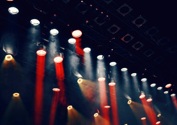 istock white and red ceiling spotlights working during the show 1494414747