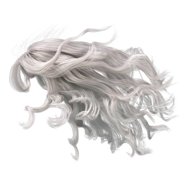 istock White windblown long wavy hair on isolated white background, 3D Illustration, 3D Rendering 1494414886