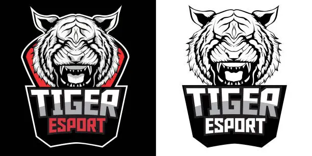 Vector illustration of white tiger esport logo mascot design