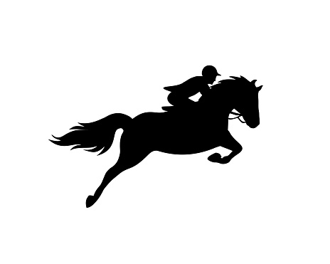 vector silhouette of horse race