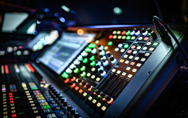 istock Professional sound and volume adjusting mixer control 1494437981