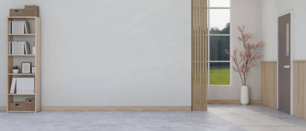 istock Interior design of a minimal Scandinavian room with empty space against the white wall. 1494439601