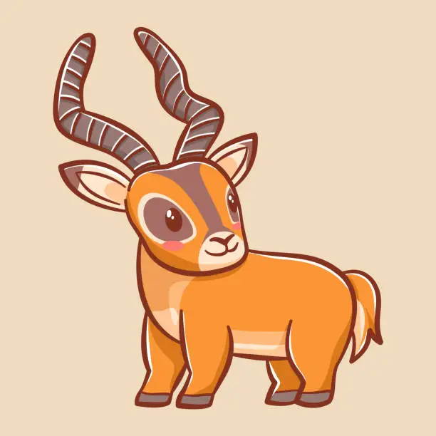 Vector illustration of Cute impala cartoon character