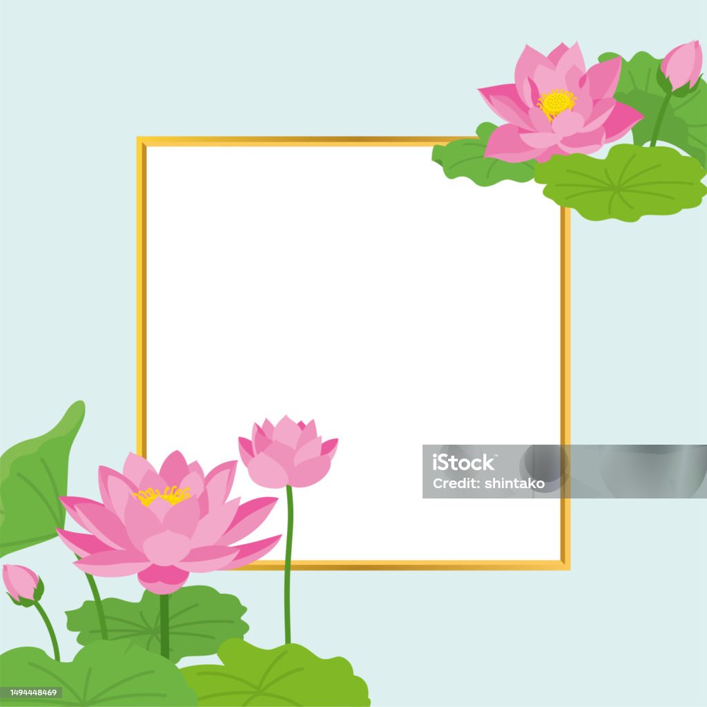 Lotus Frame Rectangle Pink Lotus Design Frame Background Material Stock Illustration ...